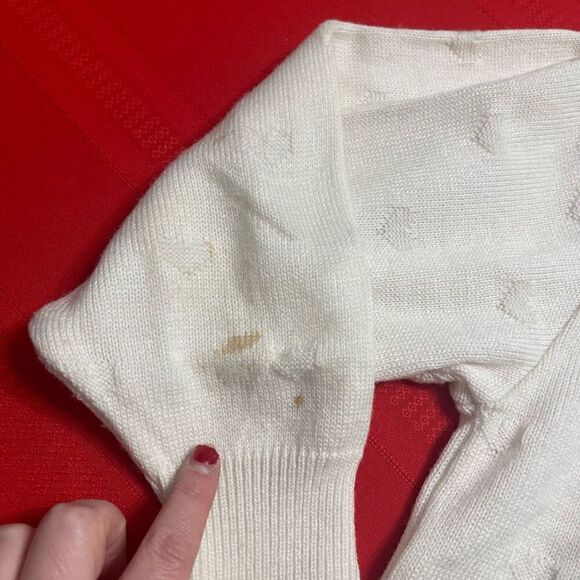 DAISY KINGDOM GIRLS SWEATER Floral Applique Cardigan Size 8 Damaged - Picture 2 of 10